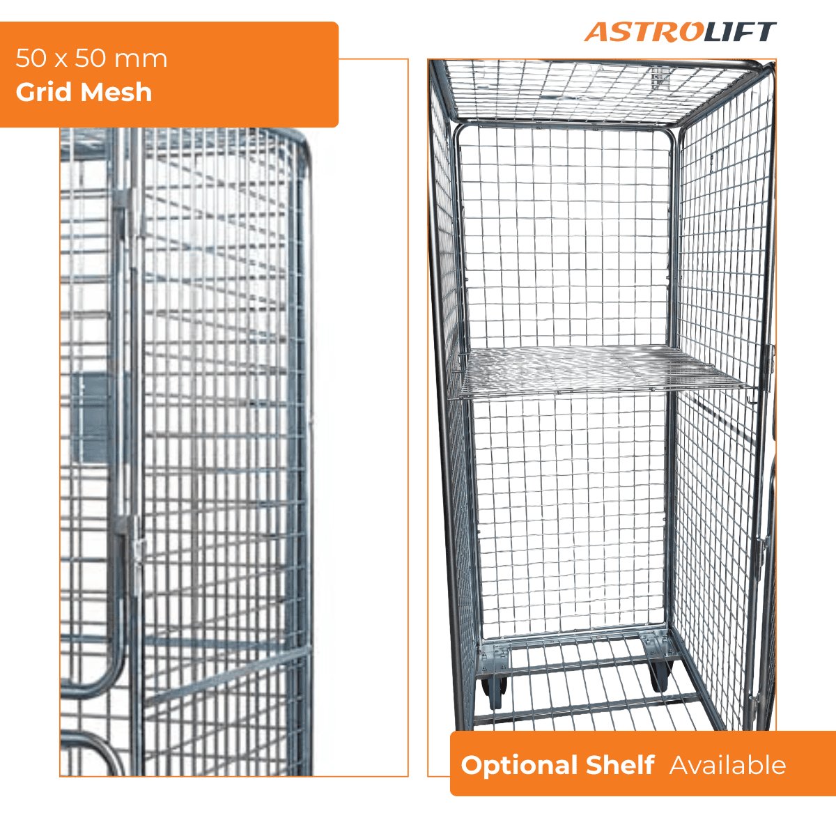 Buy Cage Trolley (Dual door - horizontal with roof) in Cage Trolley from Astrolift NZ